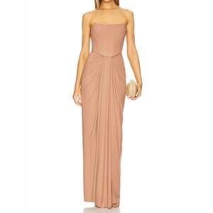 NEW DEME BY GABRIELLA pearl gown in brown
